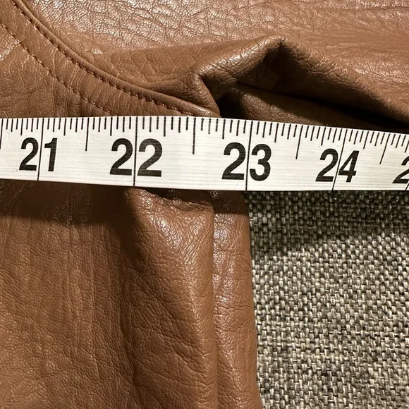 Old Navy Espresso Faux Leather Belted Biker Jacket XL - Picture 7 of 13